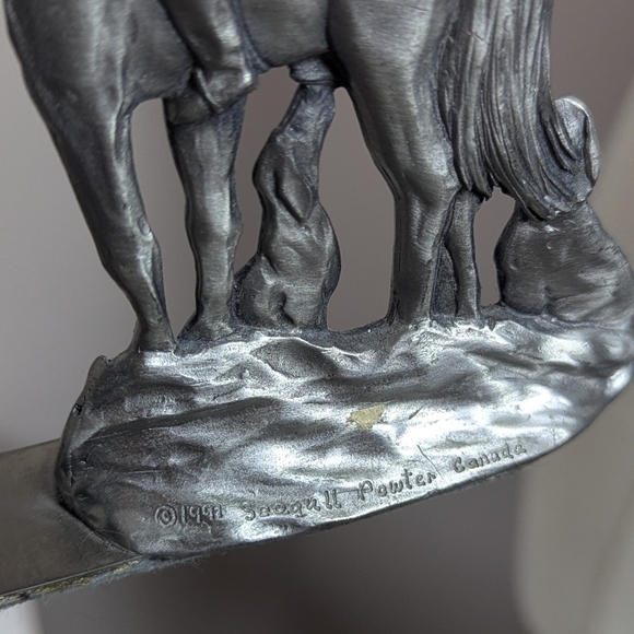 Seagull Pewter Equestrian Bookends — Horse & Rider Fox Hunt Scene, Canada Made - Picture 6 of 7